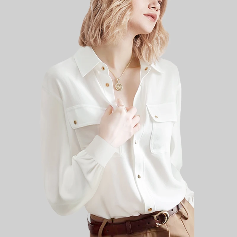 法式复古气质高级通勤白衬衫女2025年秋装新款别致小众宽松衬衣潮