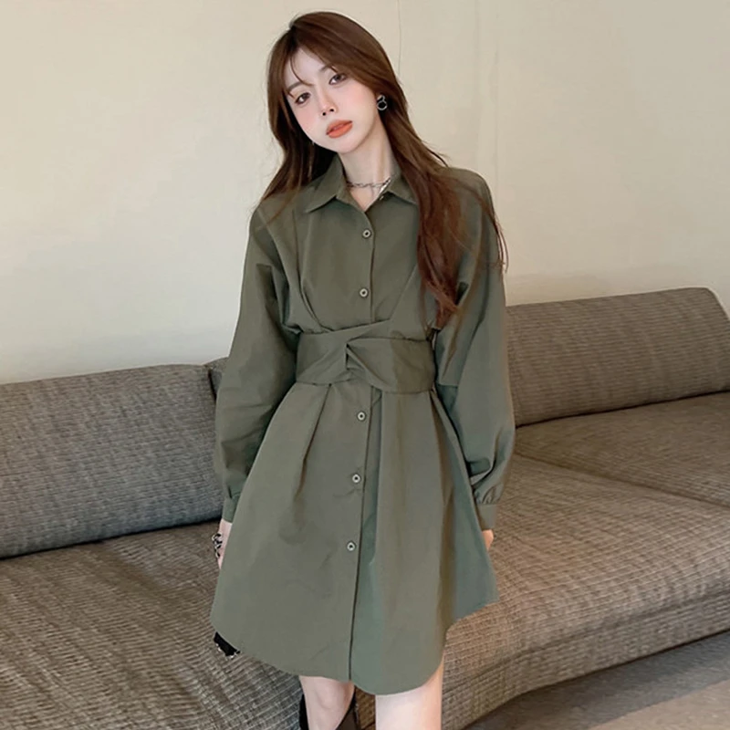 【素夕】赫本风衬衫内搭连衣裙女早春2025小个子气质收腰短裙3125