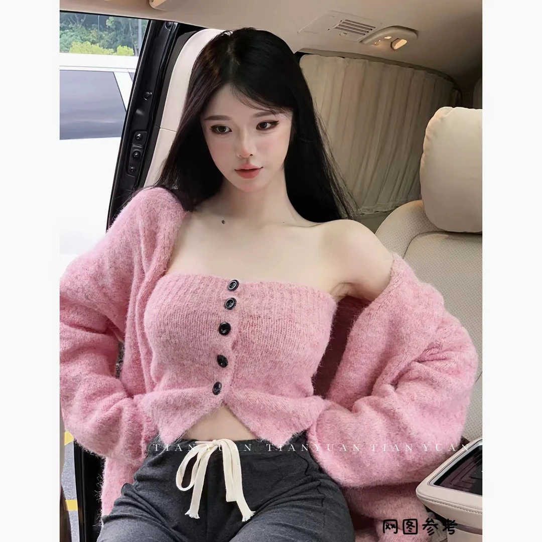 【Kimmy专属】显瘦气质网红抹胸背心+毛衣两件套预Q4TZ7562A