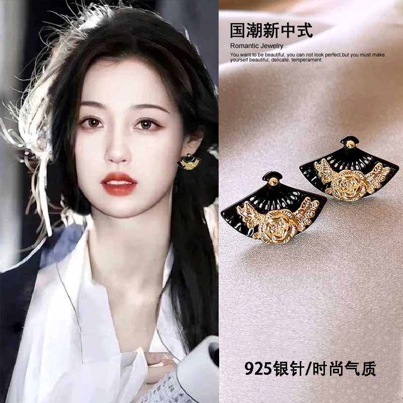 合金耳饰 新中式925纯银耳环古风简约耳钉旗袍汉服配饰国风耳饰品