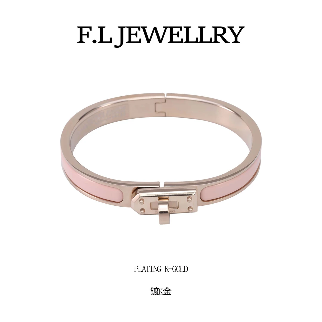 铜合金珐琅手镯 CNC精工 锁扣凯莉手镯（粉+蓝）  B3074