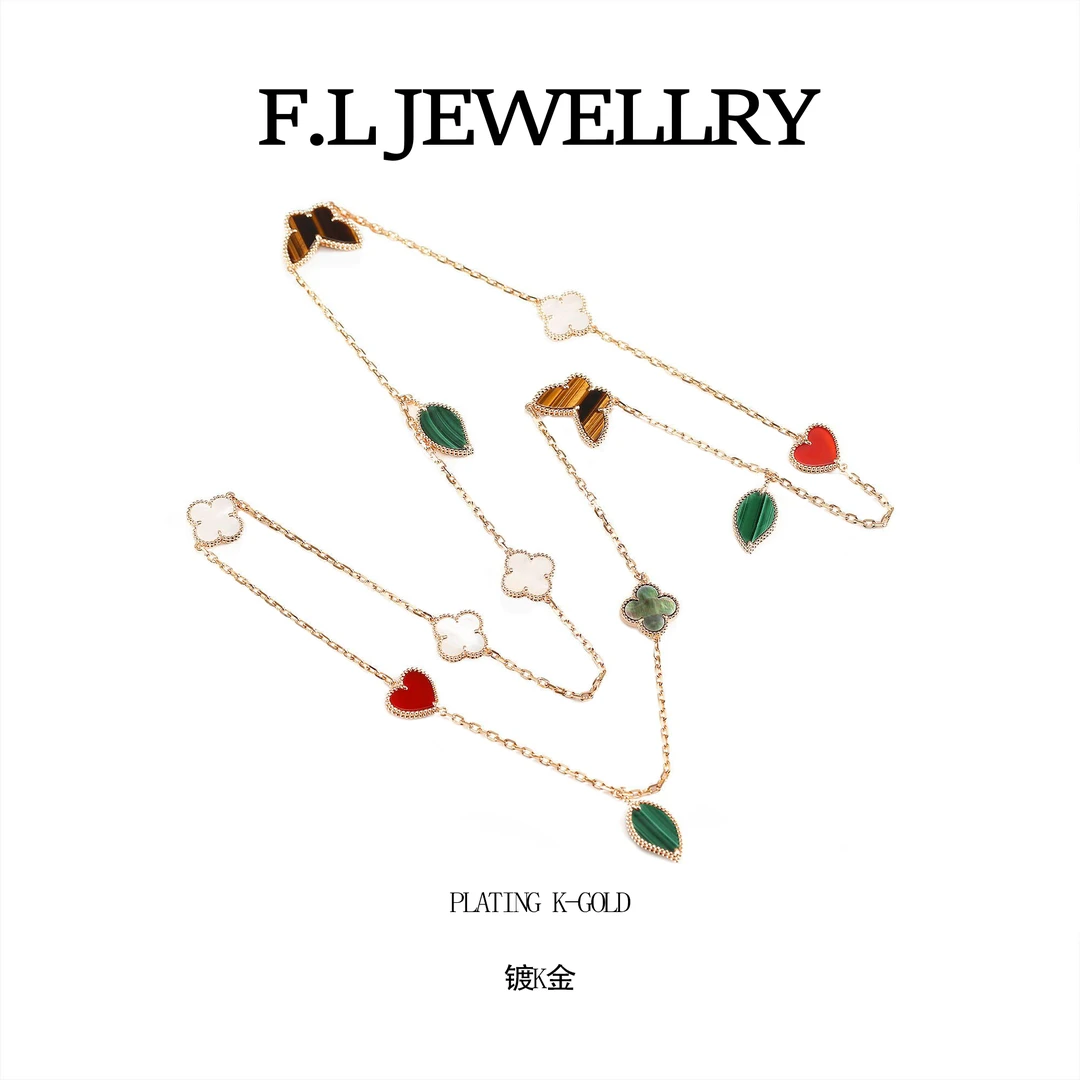 坠链均925银石英石 CNC精工 Lucky十二花乱花项链  P1016