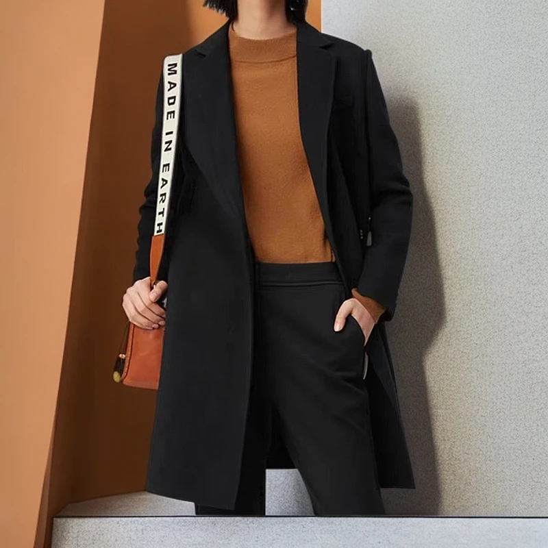 100％羊毛轻奢双面大衣时尚百搭减龄显瘦