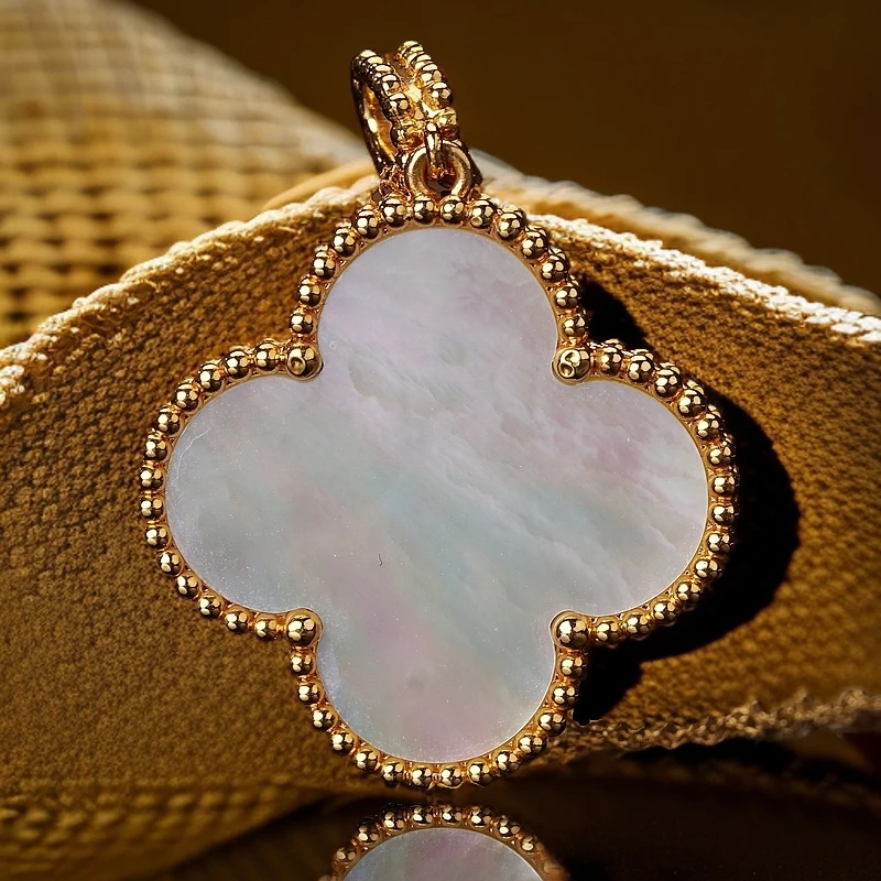 18K金镶嵌白贝母吊坠20mm（不含链） 迷你古风美丽优雅双色精美项坠