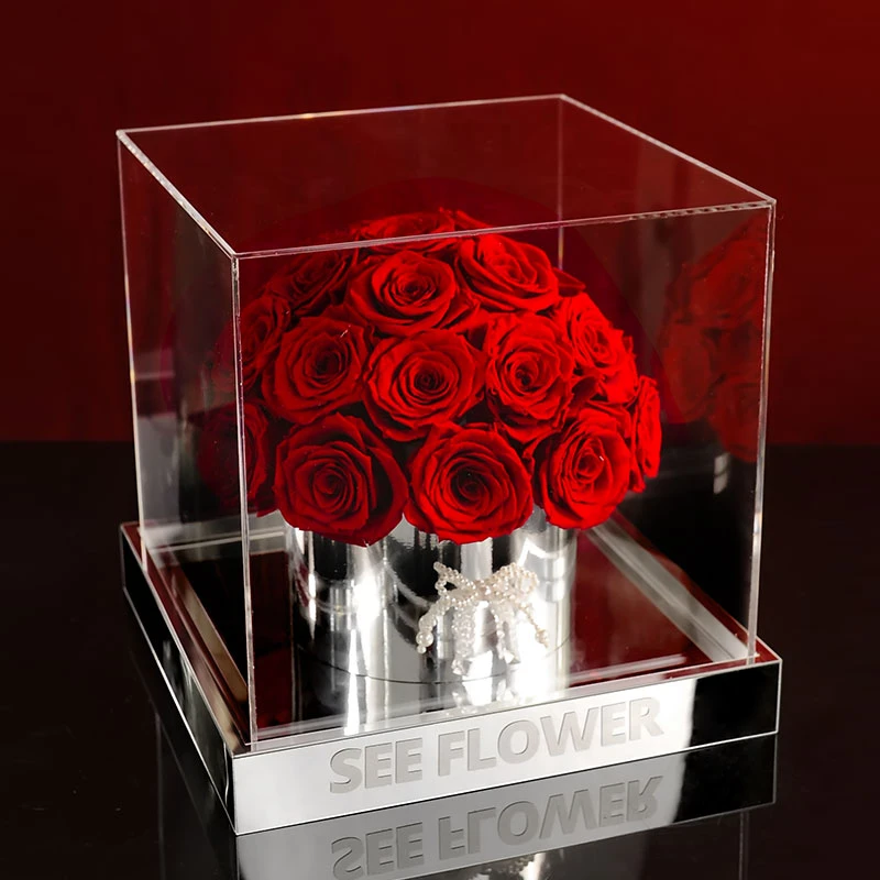 永生花玫瑰抱抱桶真花礼盒送女友闺蜜生日表白仪式感情人节礼物