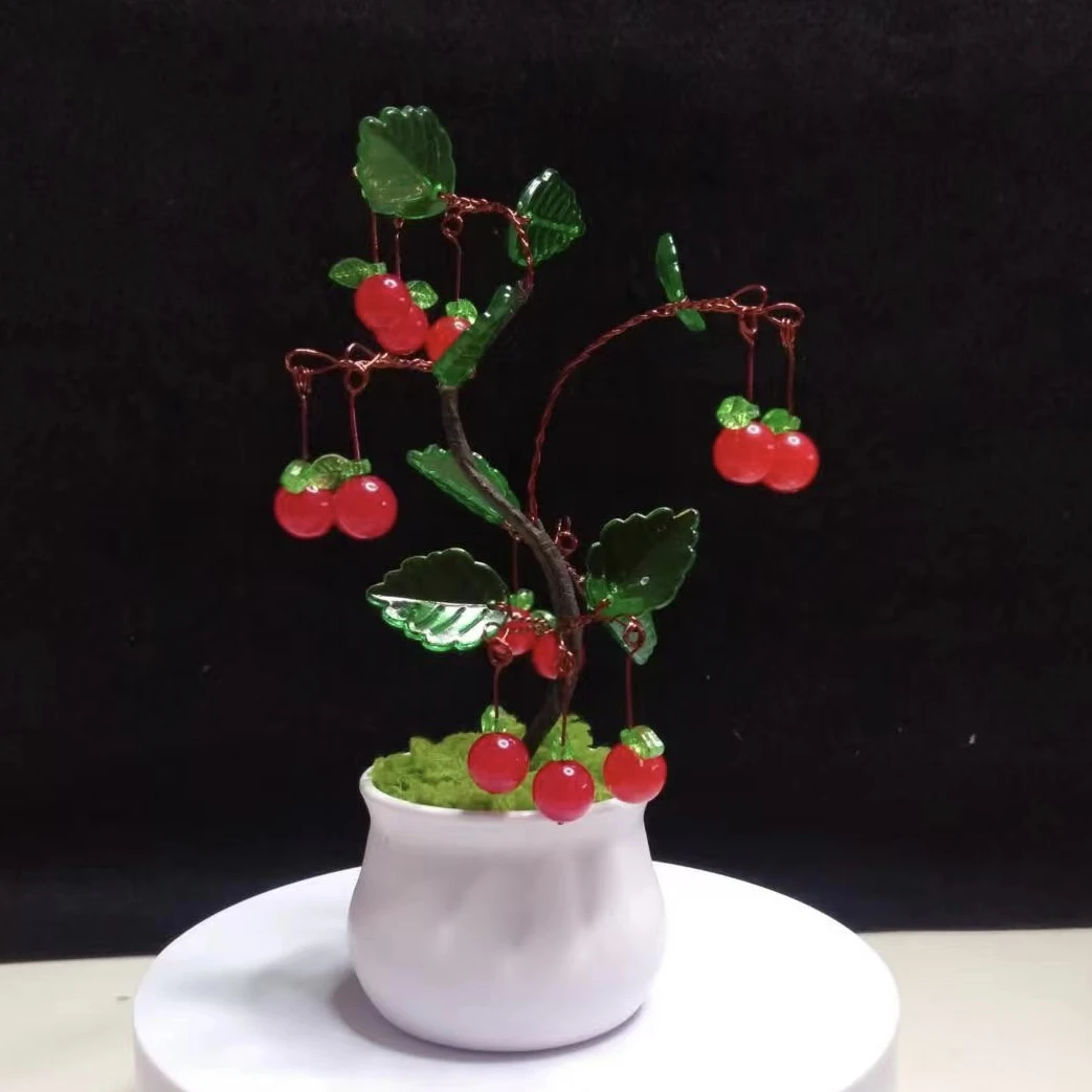 【新品】小苹果DIY手工串珠小盆景材料包桌摆车摆幸运果儿童节