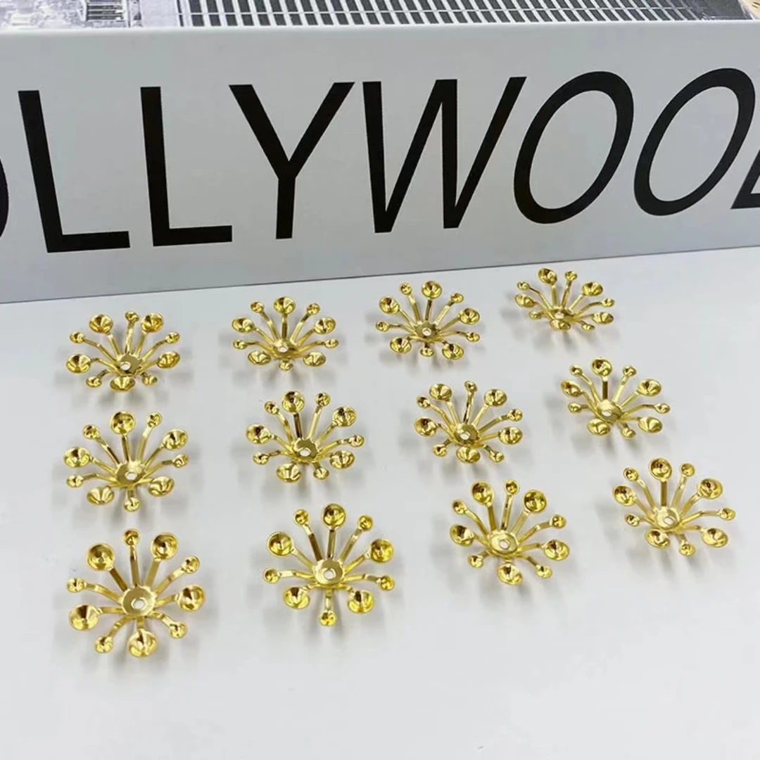 手工diy14mm 20mm四季花开玉兰花芙蓉花花托金属仿真花蕊金黄色