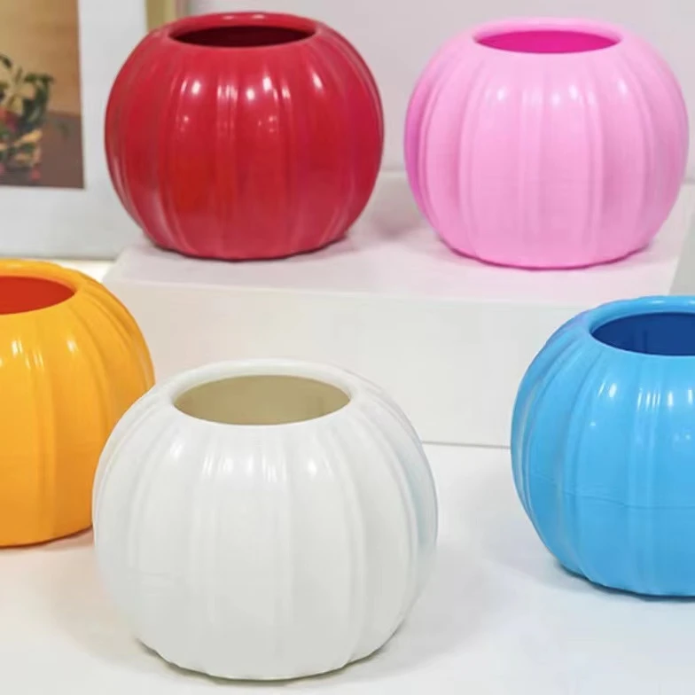 【塑料拼接款】防摔南瓜花瓶手工串珠花束仿真花花瓶室内简约花瓶