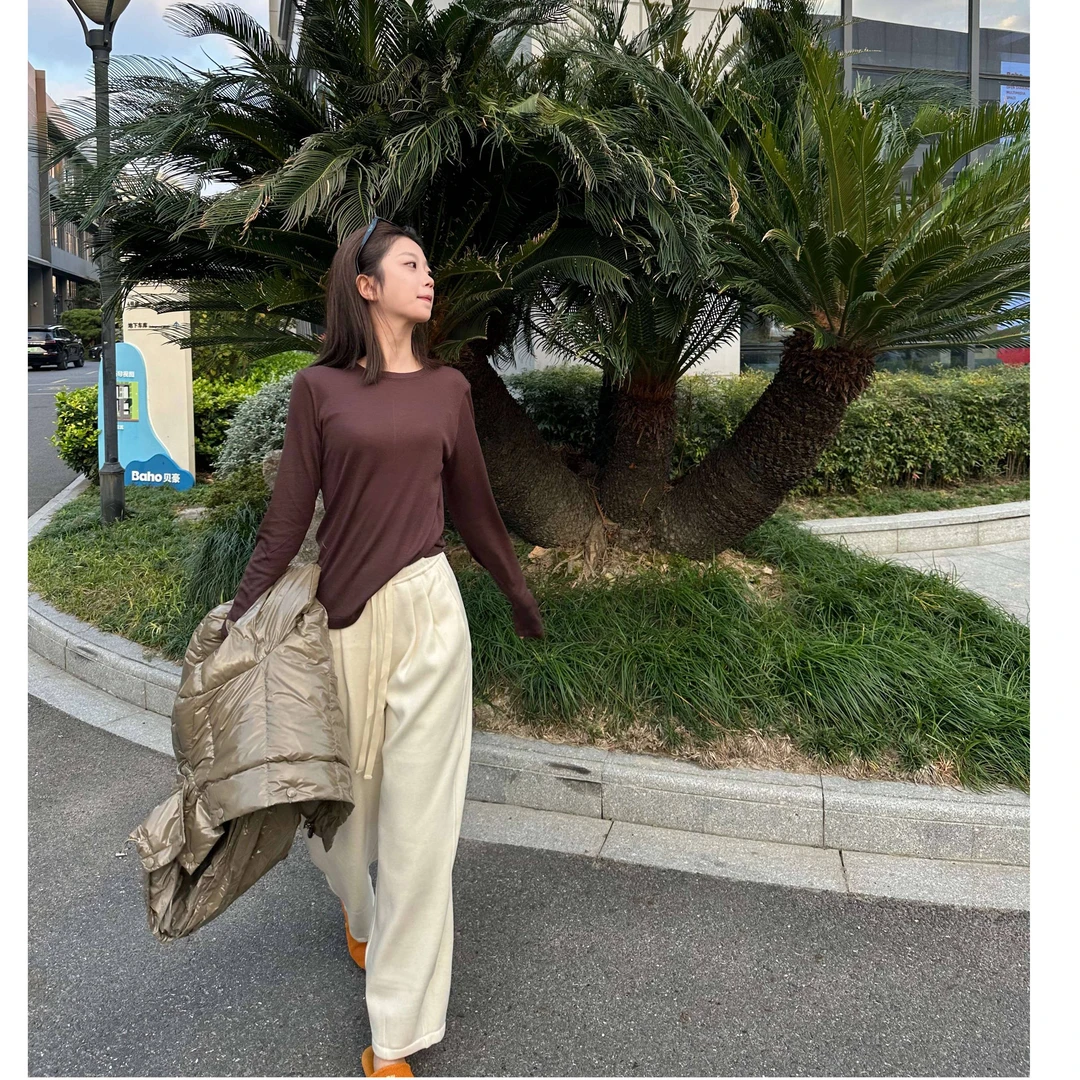 "奶皮"|蚕丝羊绒圆领中缝打底