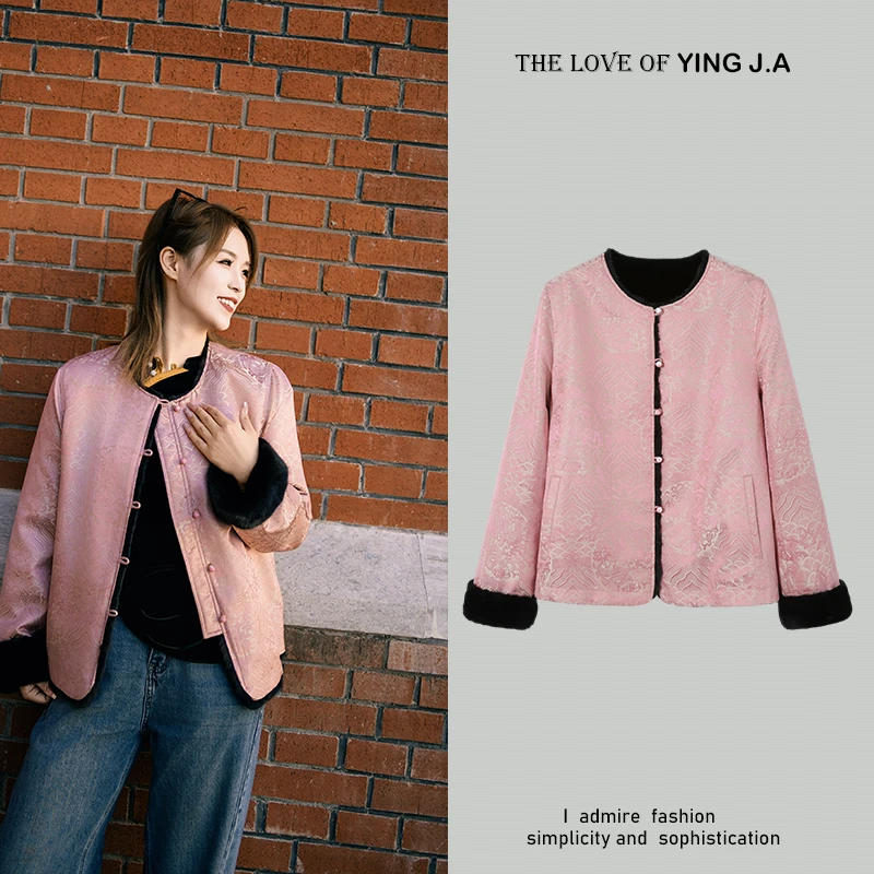 【团龙纹】非遗宋锦两面穿水貂外套 新国潮哥本哈短二水貂外套M498-