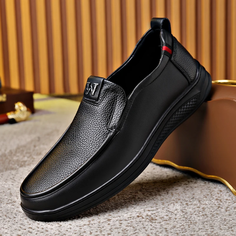 0407春季一脚蹬懒人鞋套脚皮鞋男士商务皮鞋休闲皮鞋