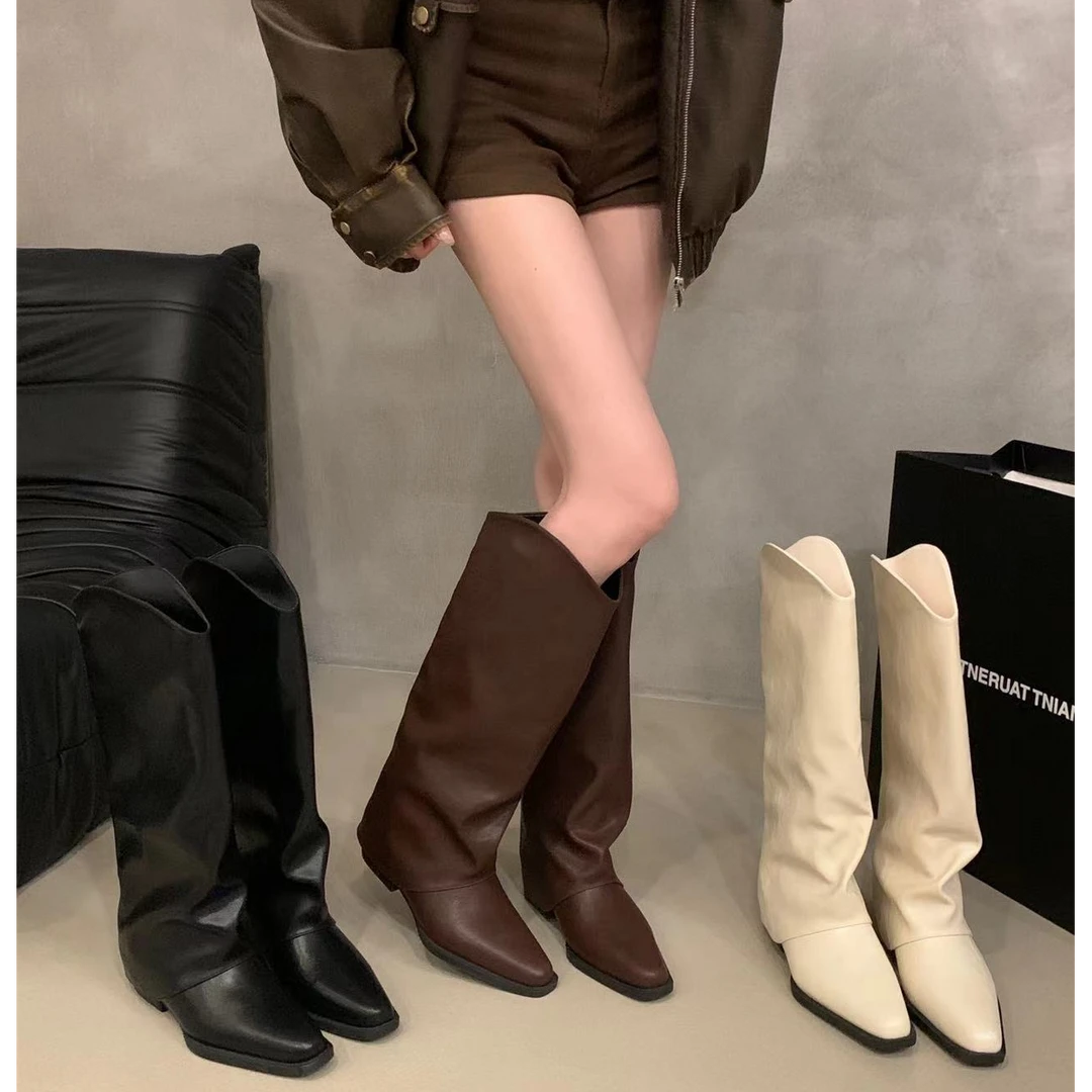 （现）韩版法式设计感尖头长靴软底时尚百搭长靴YN7578-9（no退no换）