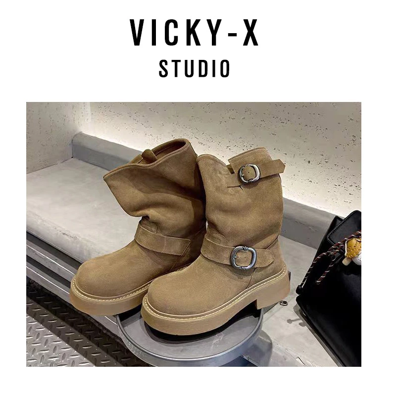 【Miu系沙丘靴】真皮堆堆靴~废土风骑士靴