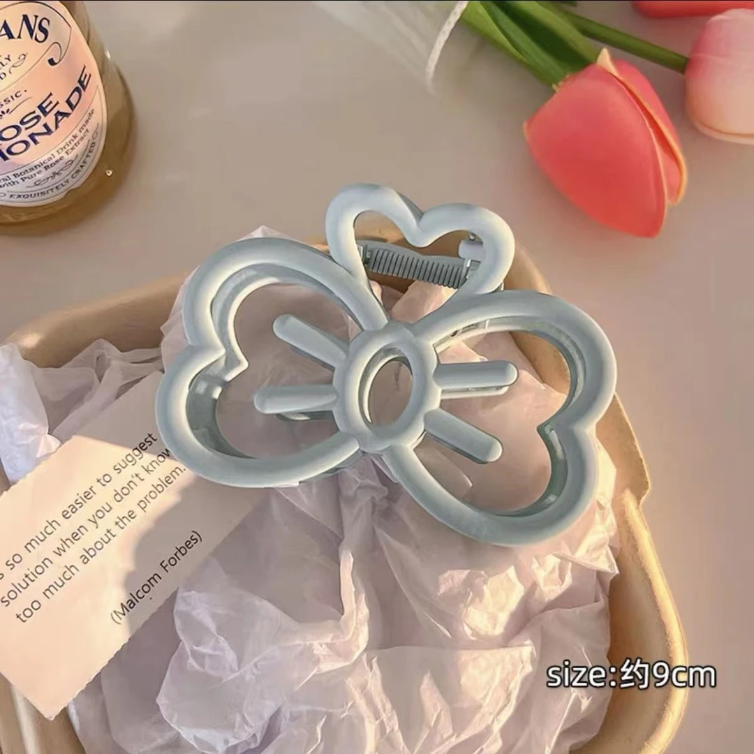 甜美时尚百搭蝴蝶抓夹甜美可爱蝴蝶结发夹哑光小众大号鲨鱼发夹