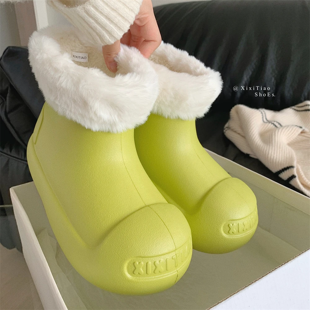 休闲外穿防滑防水东北棉靴女冬季保暖加绒简约百搭雪地靴