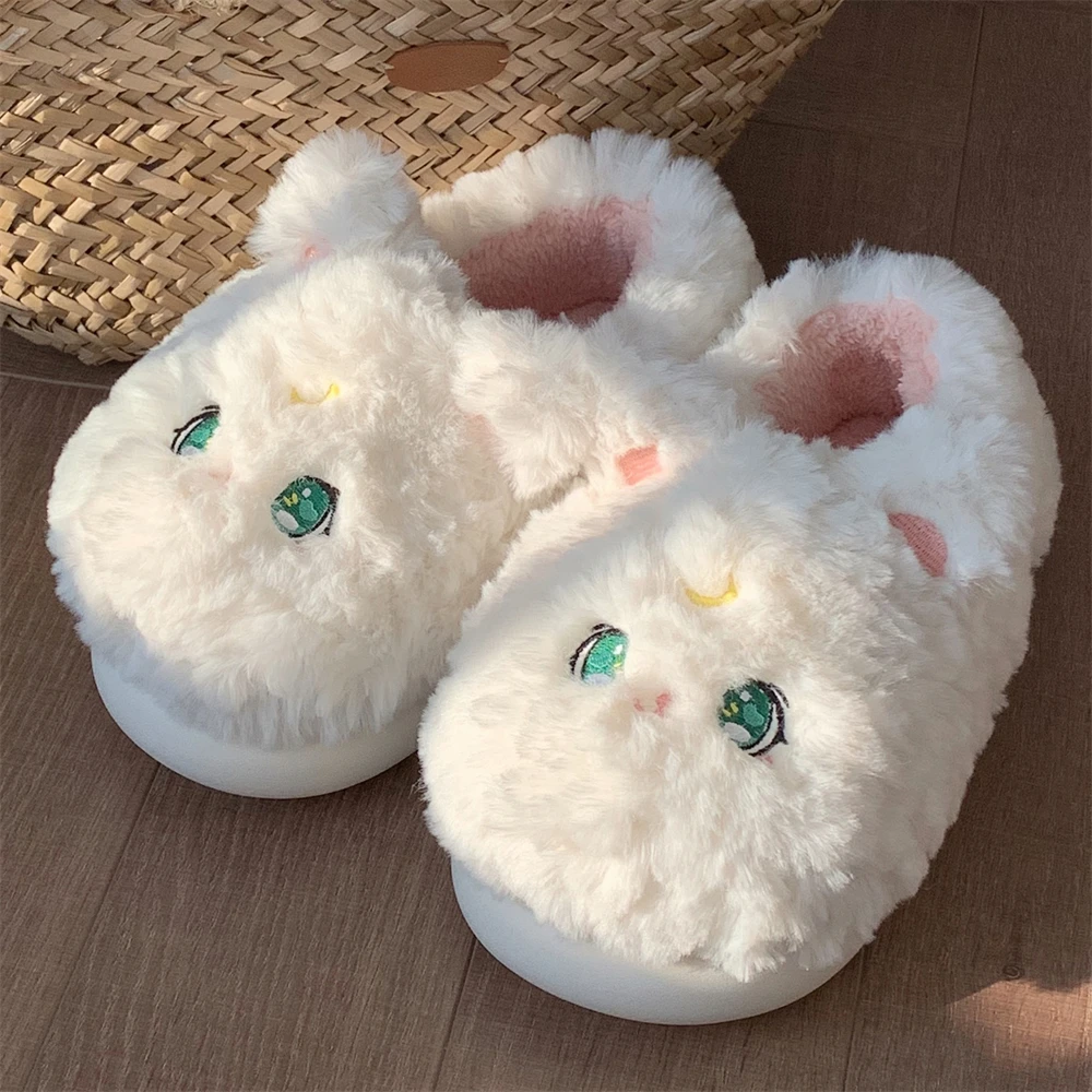 软厚底可爱卡通月子鞋女士冬季少女心可爱保暖全包跟棉拖鞋毛毛鞋