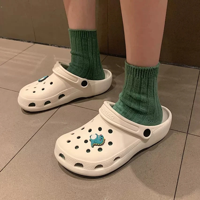 凉拖男女夏季新款休闲舒适轻便包头卡通情侣洞洞鞋防滑室内护士鞋