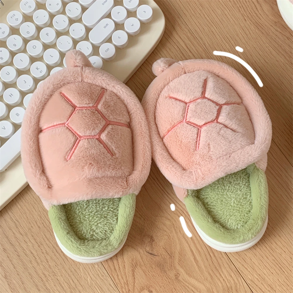 创意趣味百搭可爱乌龟亲子棉拖鞋冬季男女保暖防滑居家毛绒月子鞋