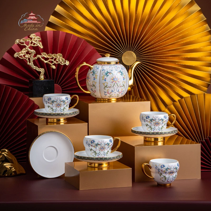 【陶溪川】龙珠阁-宝相韵彩12头/14头盖碗茶具套组轻奢高档创意