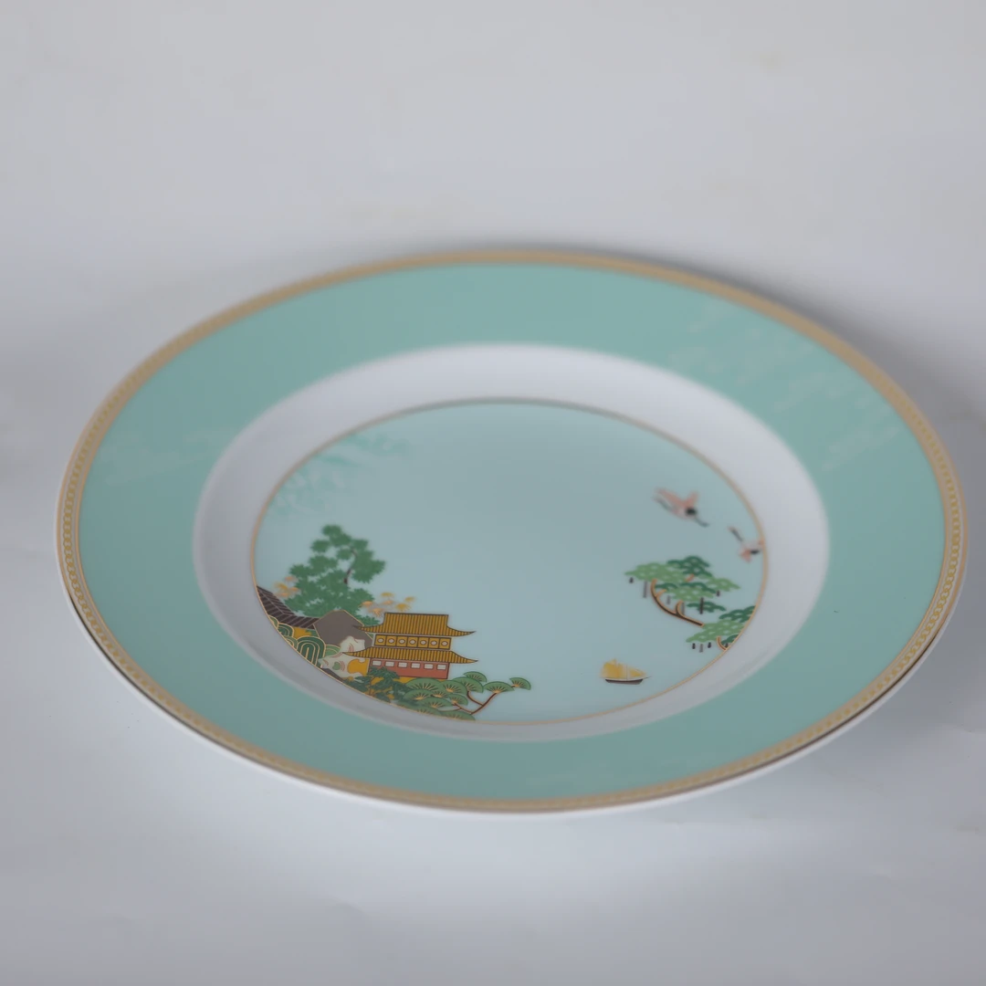 （微瑕）景德镇陶瓷 270浅宽边盘--春和景明1个