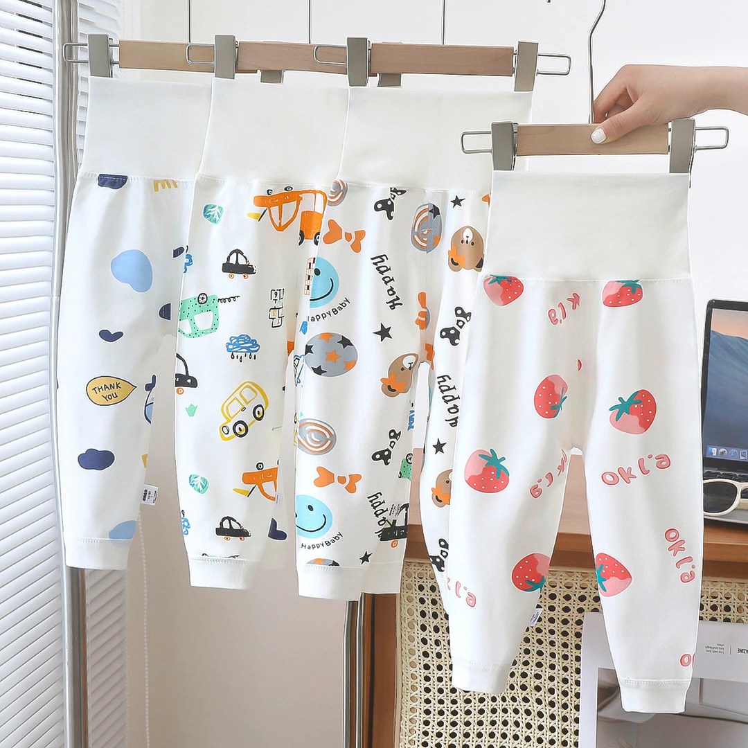 婴幼儿护肚裤宝宝纯棉秋裤女童打底裤线裤春秋女宝新生儿高腰睡裤