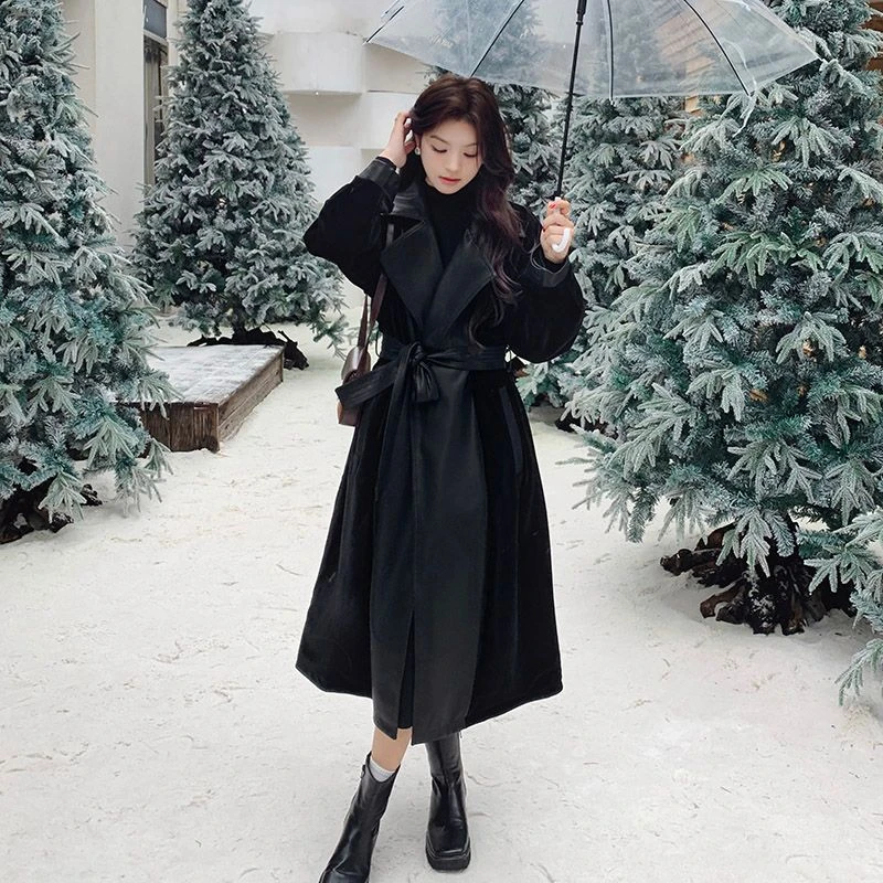 【黑骑士2.0】双面穿皮衣外套女2025秋冬新款气质收腰显瘦绒面大衣