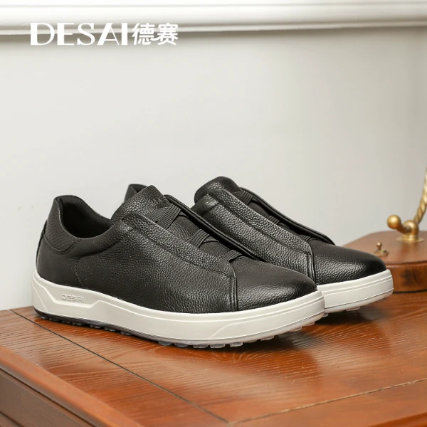 【科技二代底】德赛一脚蹬秋季耐磨高端休闲男鞋子轻奢板鞋百搭低帮