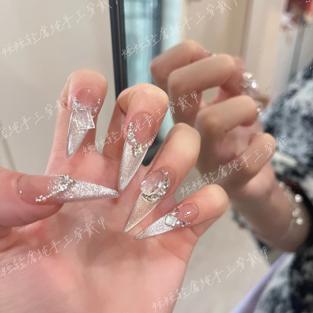 【雾里探花】纯手工穿戴甲宽光晶石小灯泡