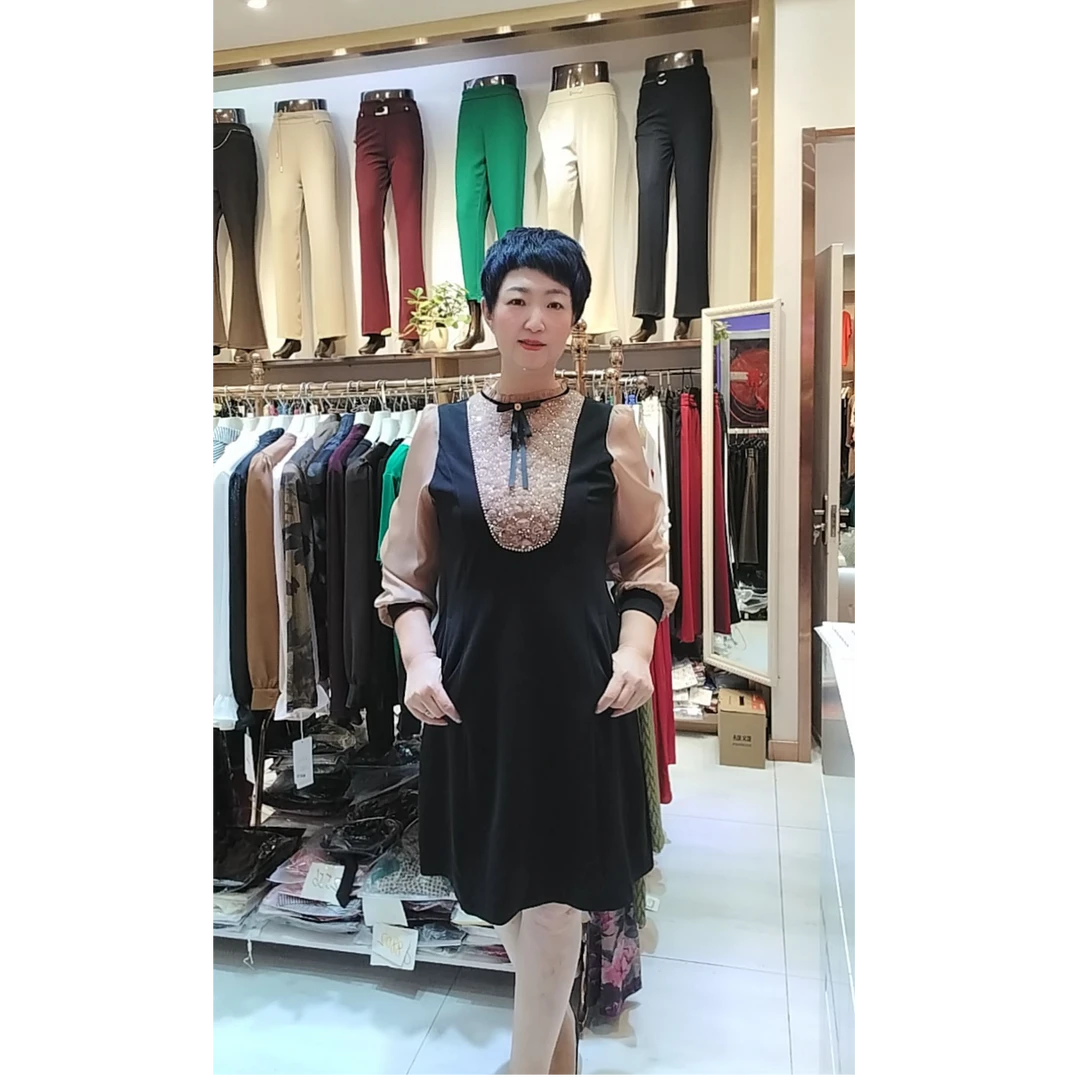 2361秋季冬季女装连衣裙百搭显瘦气质时尚法式网红轻奢长款收腰