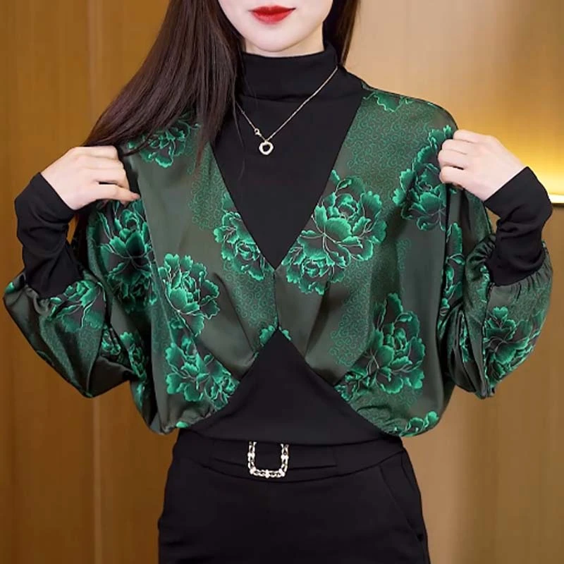 假两件拼接上衣2025秋季新款百搭显瘦时尚洋气小衫长袖打底衫外穿