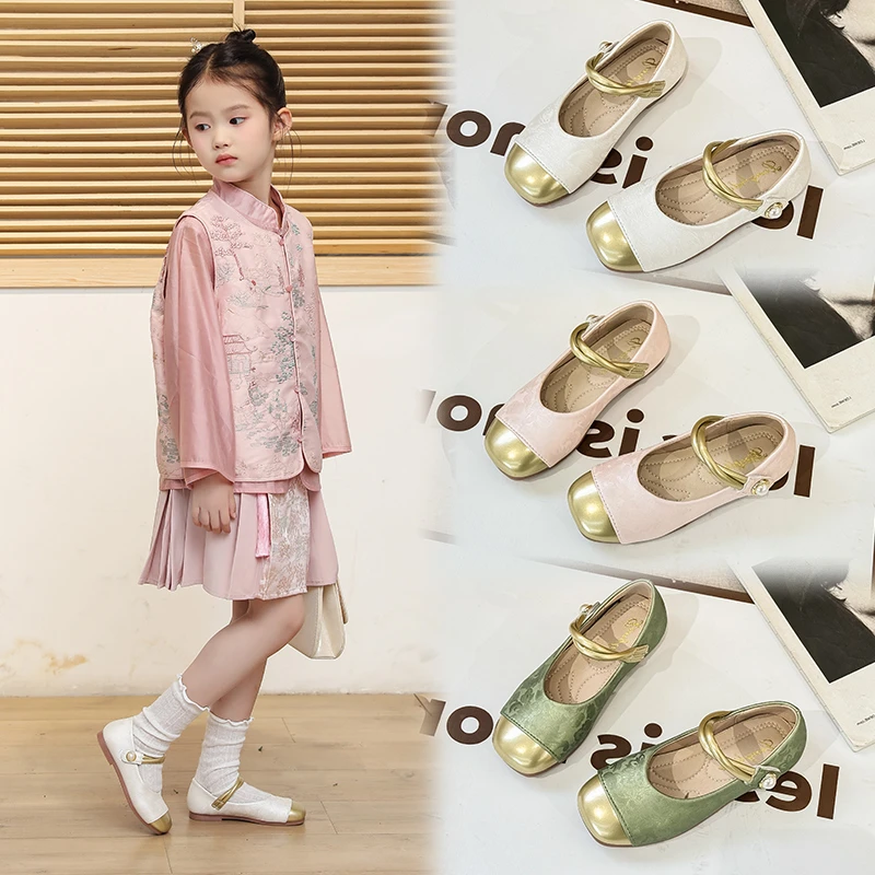 女童汉服鞋中式公主鞋儿童马面裙鞋子春秋国风皮鞋复古单鞋仙女鞋