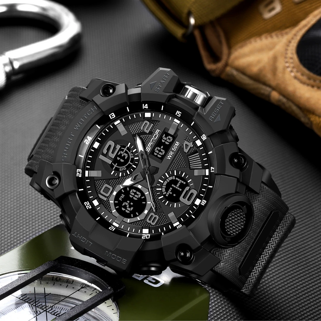 军工三防手表男士多功能双显夜光手表户外男孩男款潮流炫酷男表