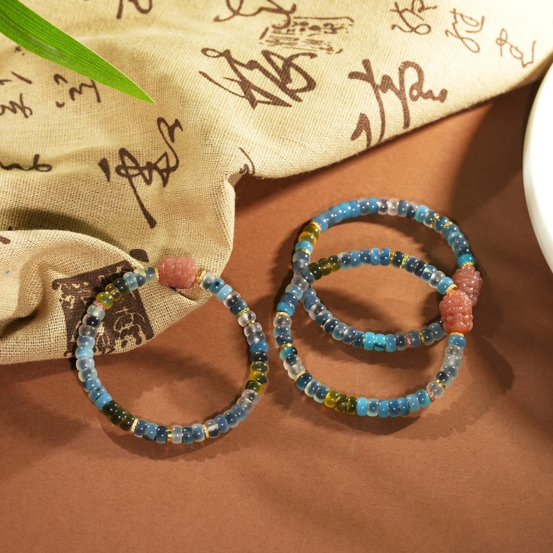 壹加师姐|手工设计黄老头糖心玛瑙多宝手串多样性发一7063N