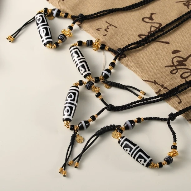 手工设计横版小卢黑白35mm菩提四y玛瑙项链多样性发货发一个