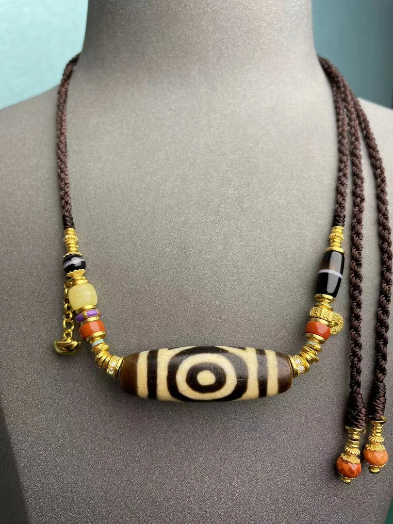 手工设计横版xm二玛瑙多宝项链7129D