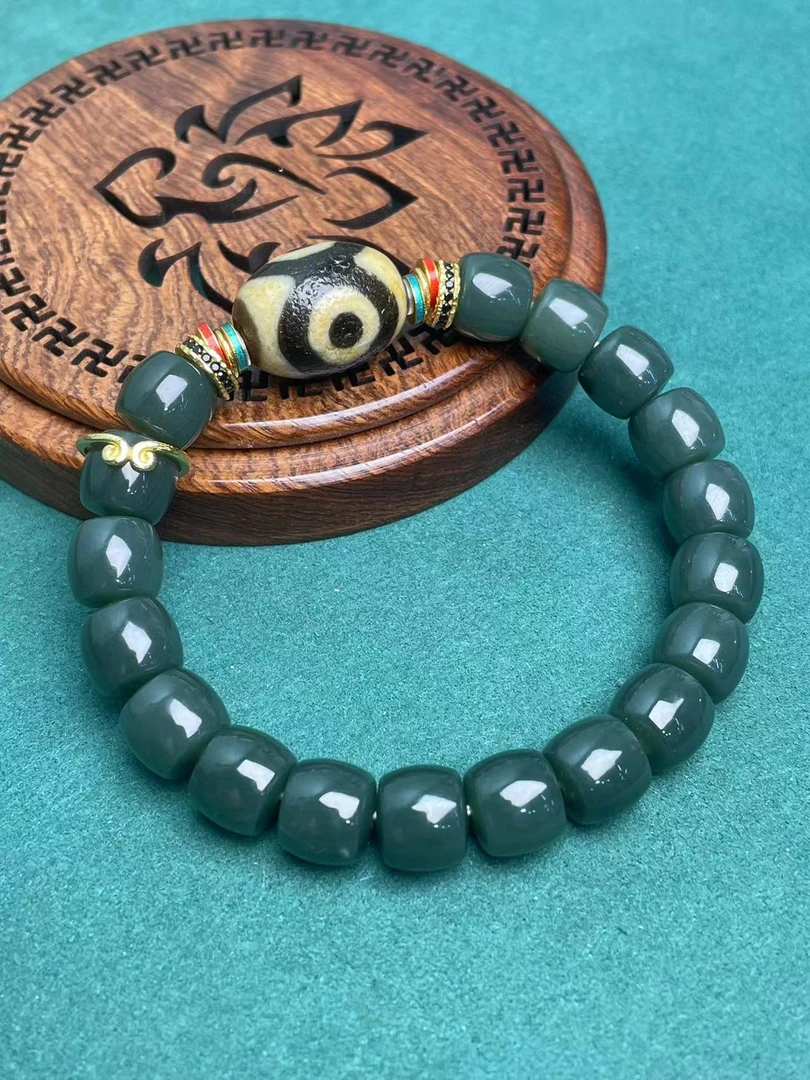 壹加小羊|手工设计达洛xm三玛瑙塔青多宝手串