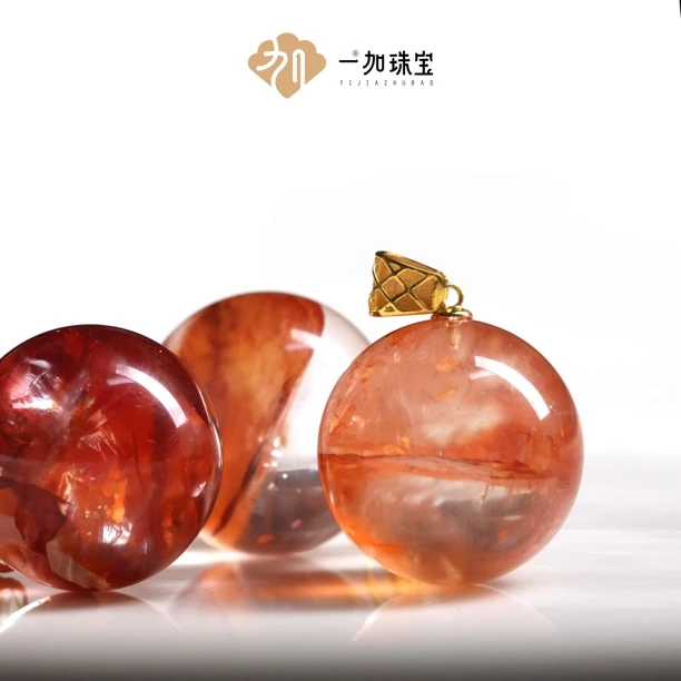 手工设计18k金镶胶花水晶吊坠多样性发一0405LM