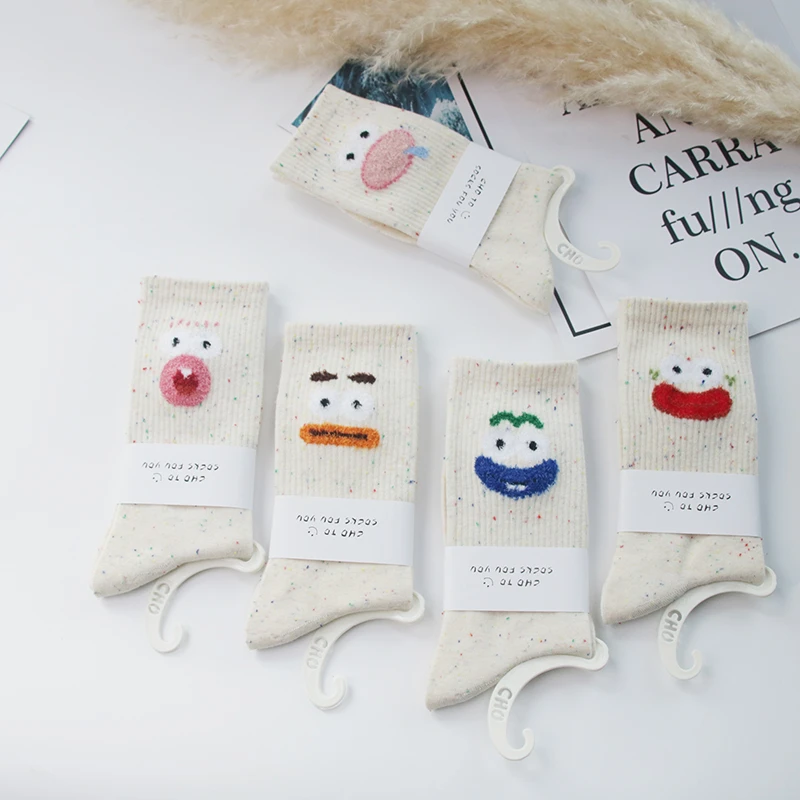 【早秋新品】点纱女袜高筒纯棉卡通女袜百搭热卖女士棉袜