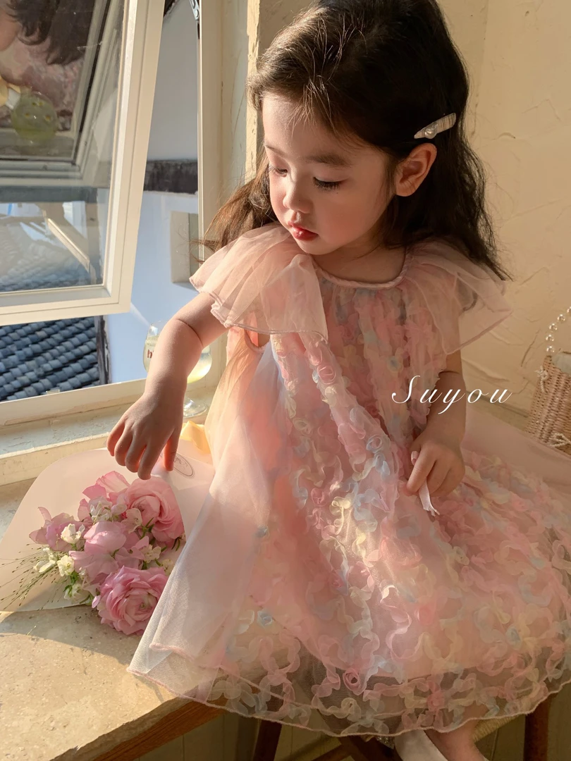 夏季女童网纱韩版连衣裙儿童小童小女孩女宝洋气