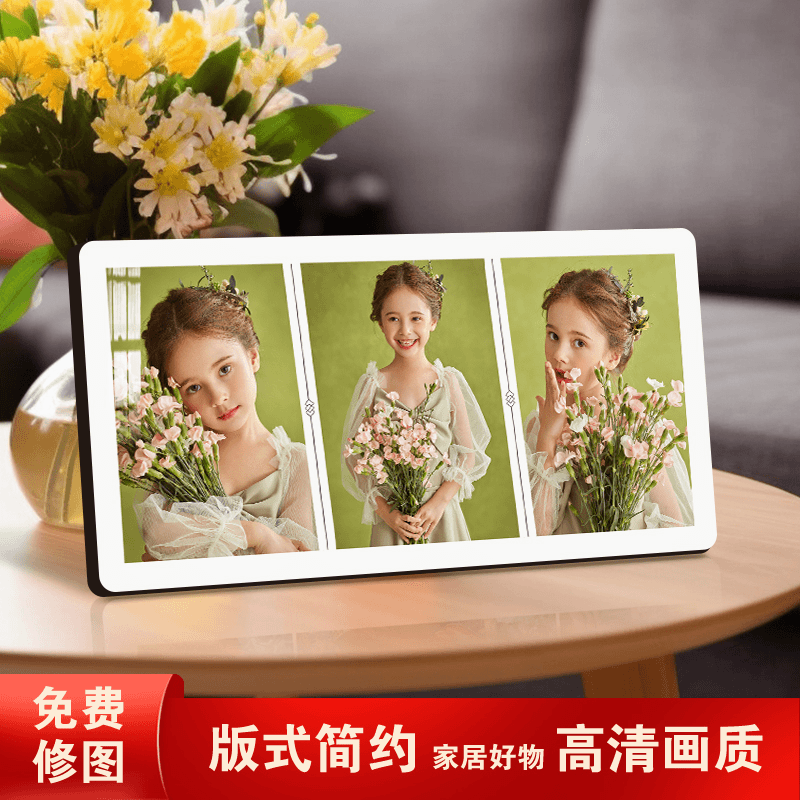 【遇见三宫格】diy大韩水晶相框 定制宝宝照亲子照儿童房床头摆台