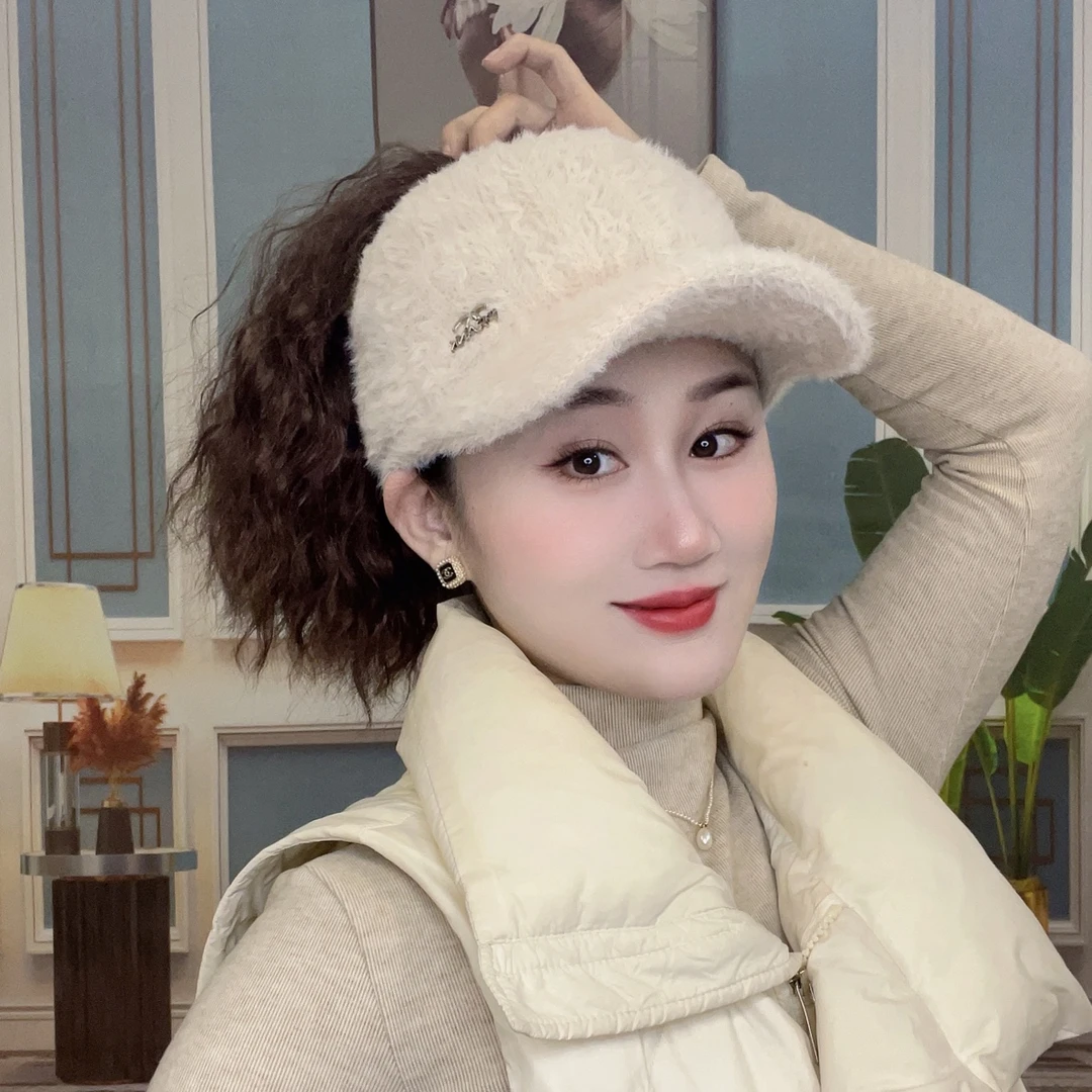 简约大气毛线针织纯色帽子高扎羊毛卷洋气减龄0367X