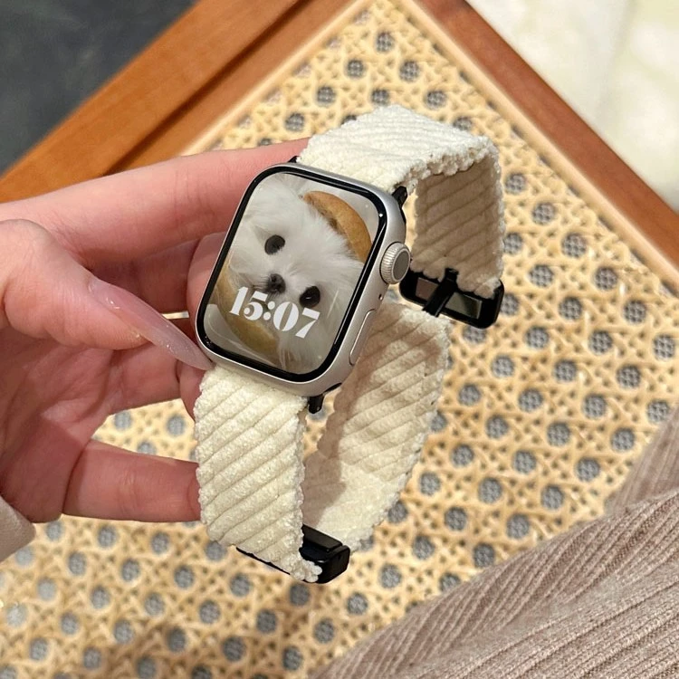 新款秋冬灯芯绒iwatch表带适用于苹果s10applewatchS9S8se7代男女