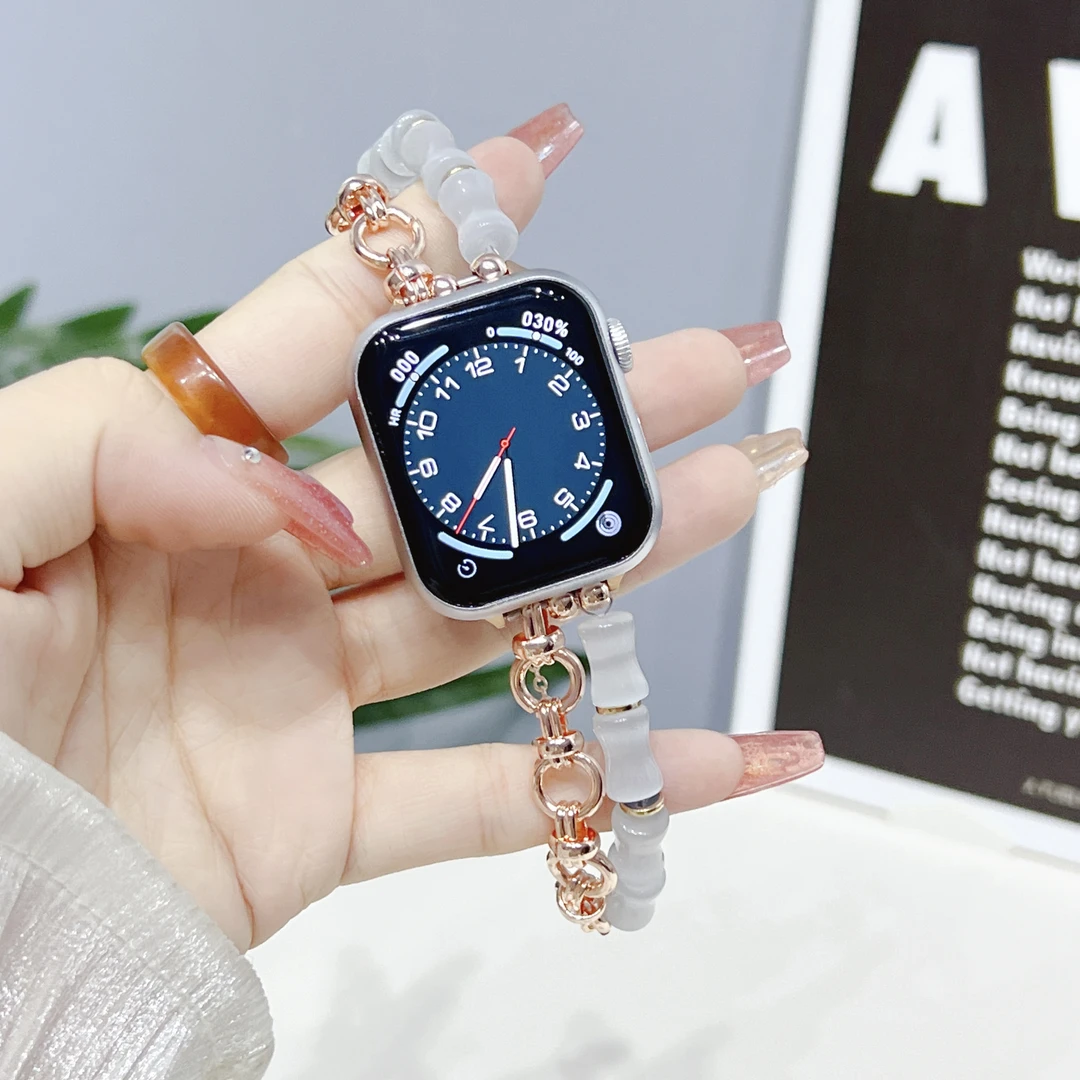 创意节节高升竹节手链表带适用于applewatch表带s9表带87-1se男女