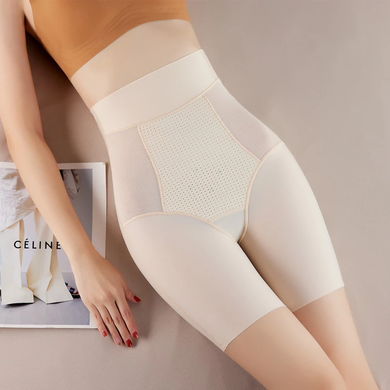 薄款无痕大码收腹显瘦束腰提臀裤高腰平角五分美体裤打底防走光