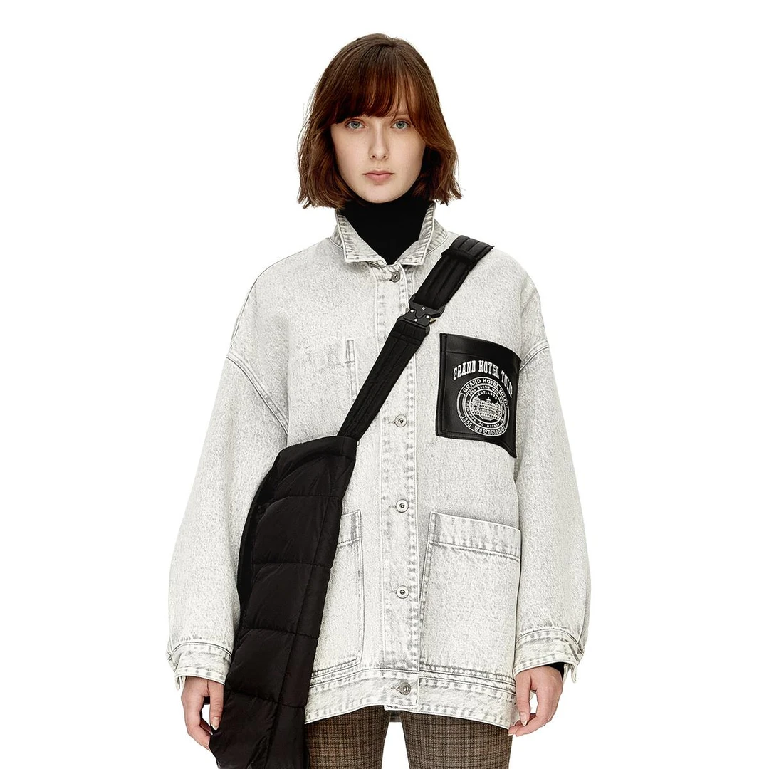 IIIVIVINIKO"优质棉面料"复古帅气工装加厚牛仔外套M241303209C