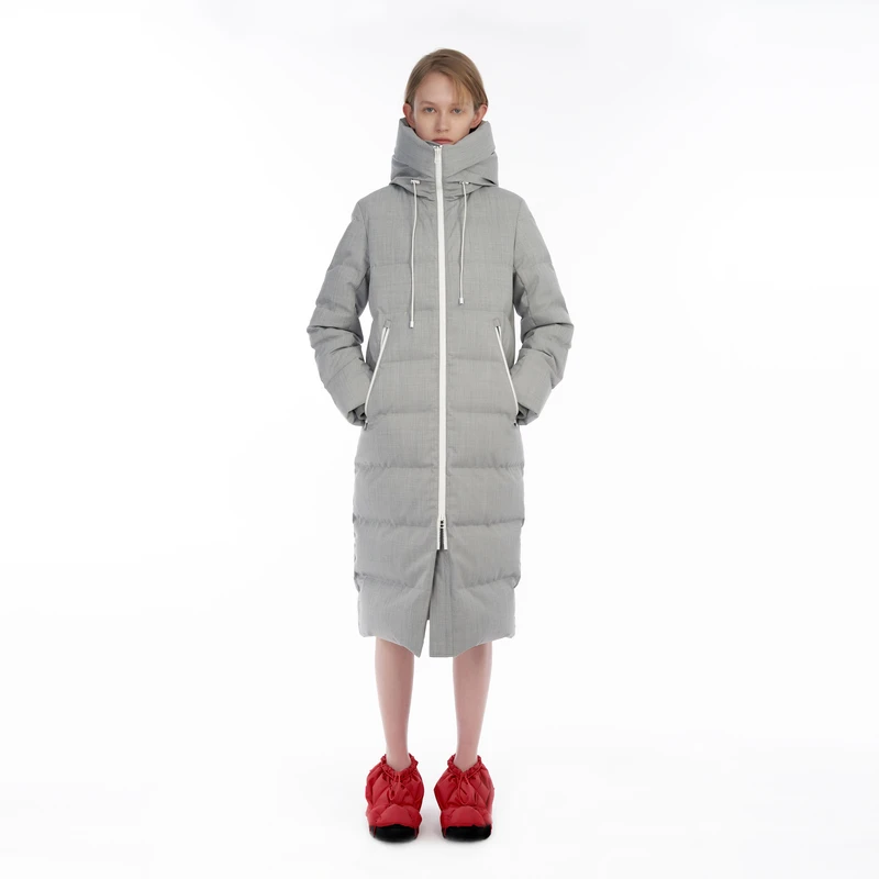 IIIVIVINIKO"进口环保羊毛材料'进口覆膜长款羽绒服M349114128F