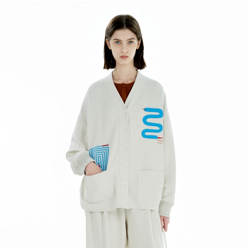 IIIVIVINIKO 2025SS"生肖联名系列"纯棉绣花卫衣开衫C512002314A