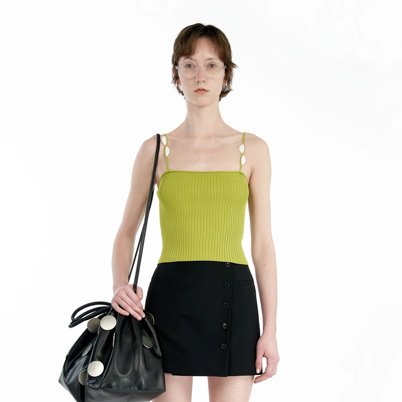 IIIVIVINIKO "艺术立体装饰"短身合体复古吊带M431202603A