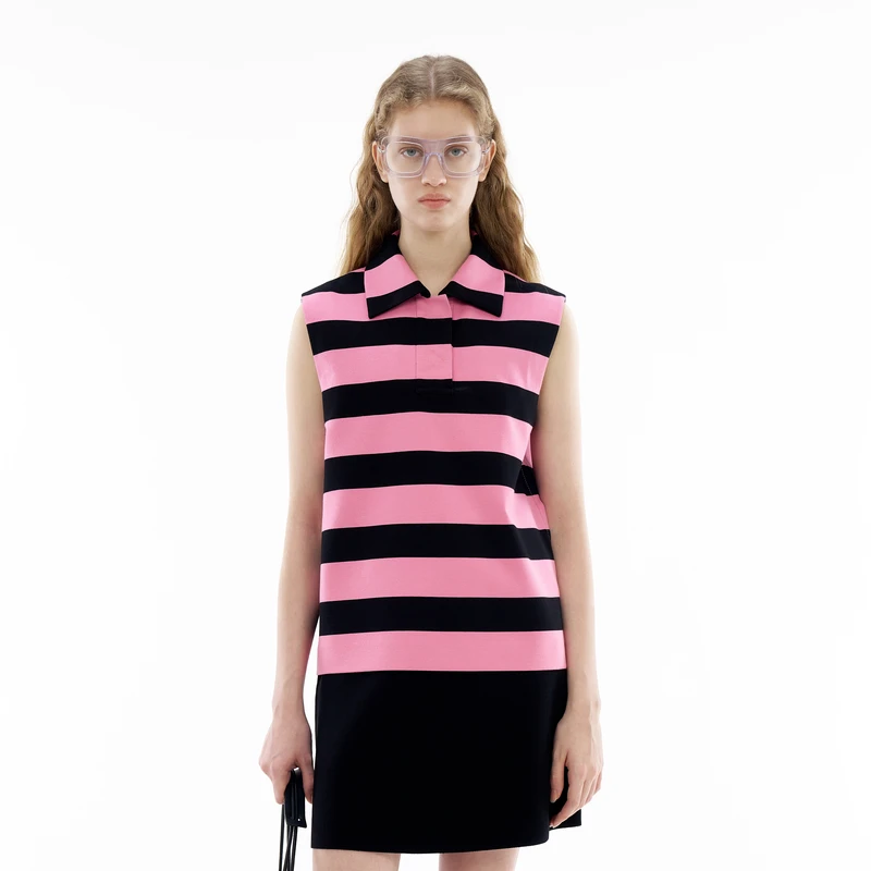 【粉丝专属】IIIVIVINIKO“复合罗马布”多巴胺条纹背心C424725387D