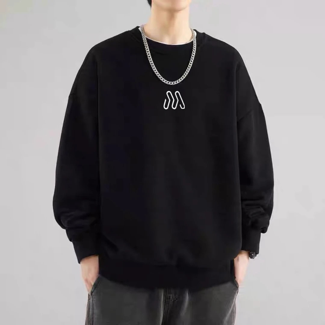 纯棉卫衣男生春秋季新款长袖T恤上衣潮牌简约时尚百搭圆领打底衫